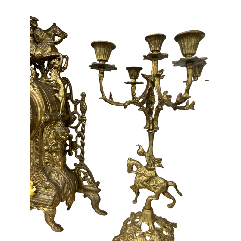 RELOJ BRONCE Y CANDELABROS