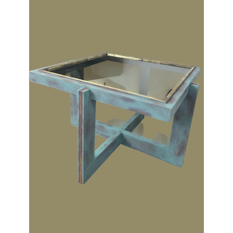 MESA CENTRO CUADRADA AZUL