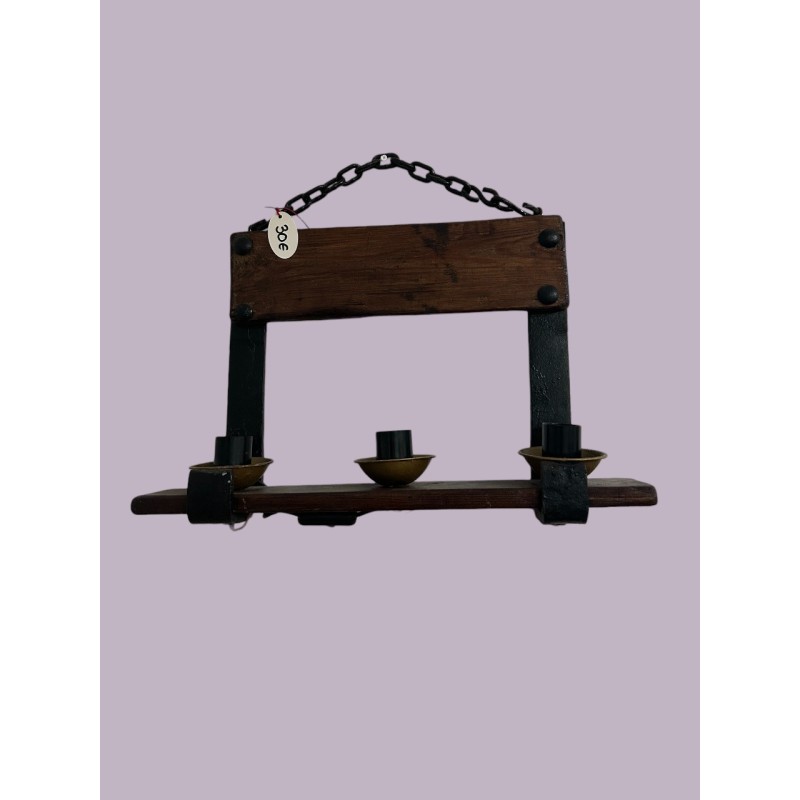 LAMPARA MADERA CON CADENA