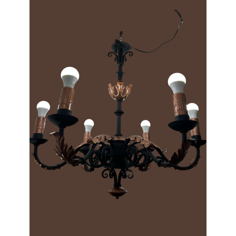 LAMPARA HIERRO FORJADO 6 LUCES