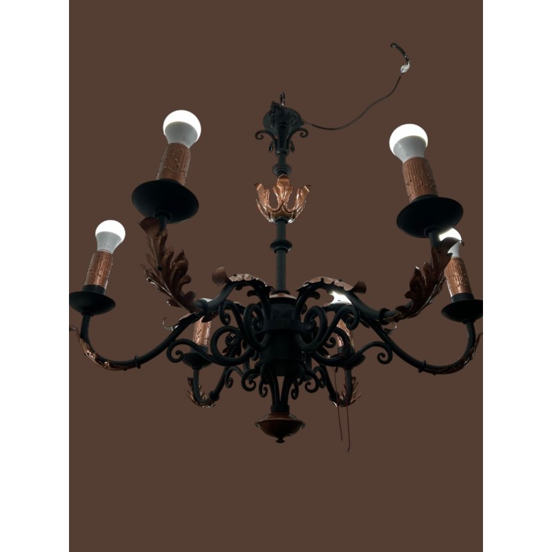 LAMPARA HIERRO FORJADO 6 LUCES