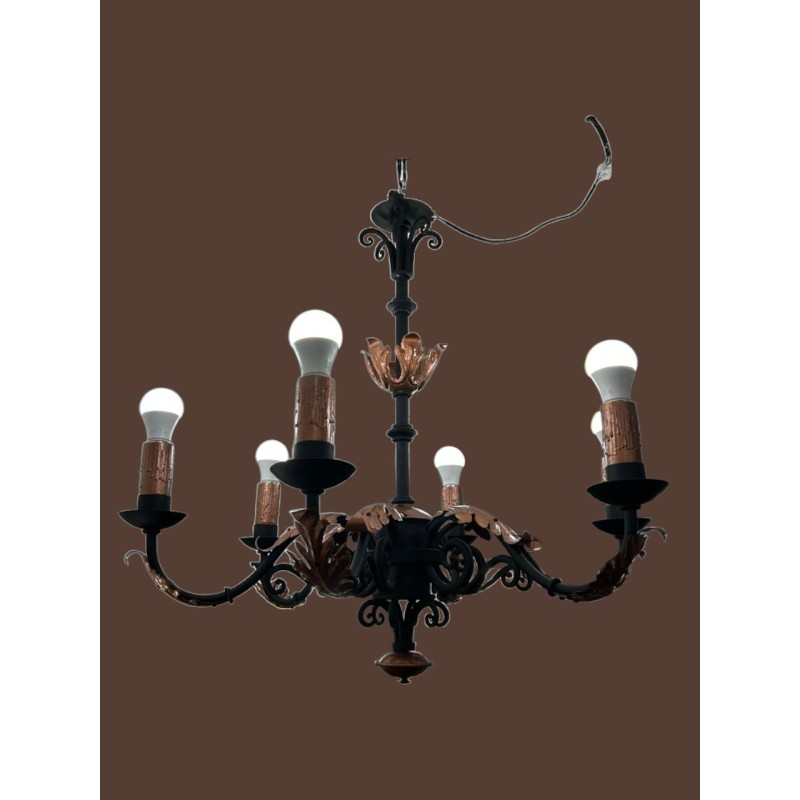LAMPARA HIERRO FORJADO 6 LUCES