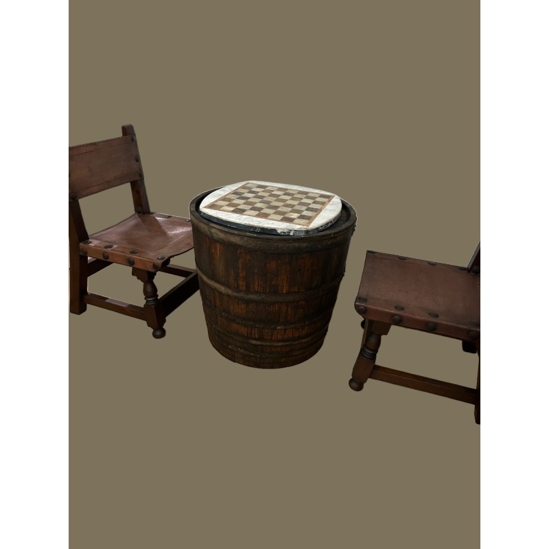 CONJUNTO SILLAS, BARRIL Y AJEDREZ DE MÁRMOL