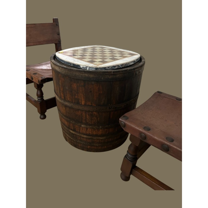 CONJUNTO SILLAS, BARRIL Y AJEDREZ DE MÁRMOL